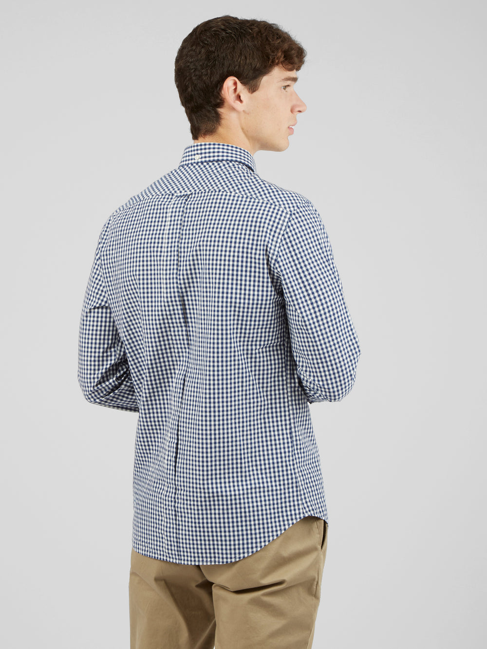 Ben Sherman Signature Long-Sleeve Gingham Gömlek Koyu Mavi | 6192-EVDMH