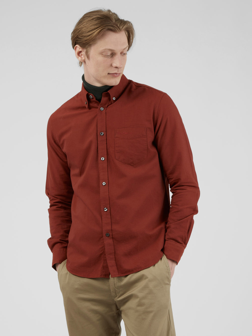 Ben Sherman Signature Long-Sleeve Oxford Gömlek Turuncu | 5801-AMIPH