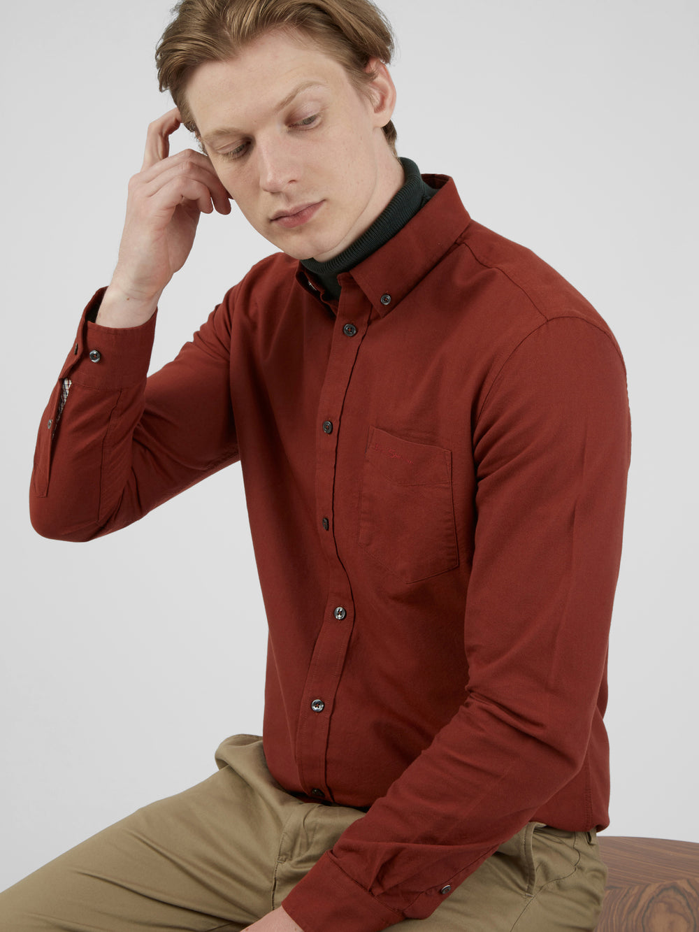 Ben Sherman Signature Long-Sleeve Oxford Gömlek Turuncu | 5801-AMIPH