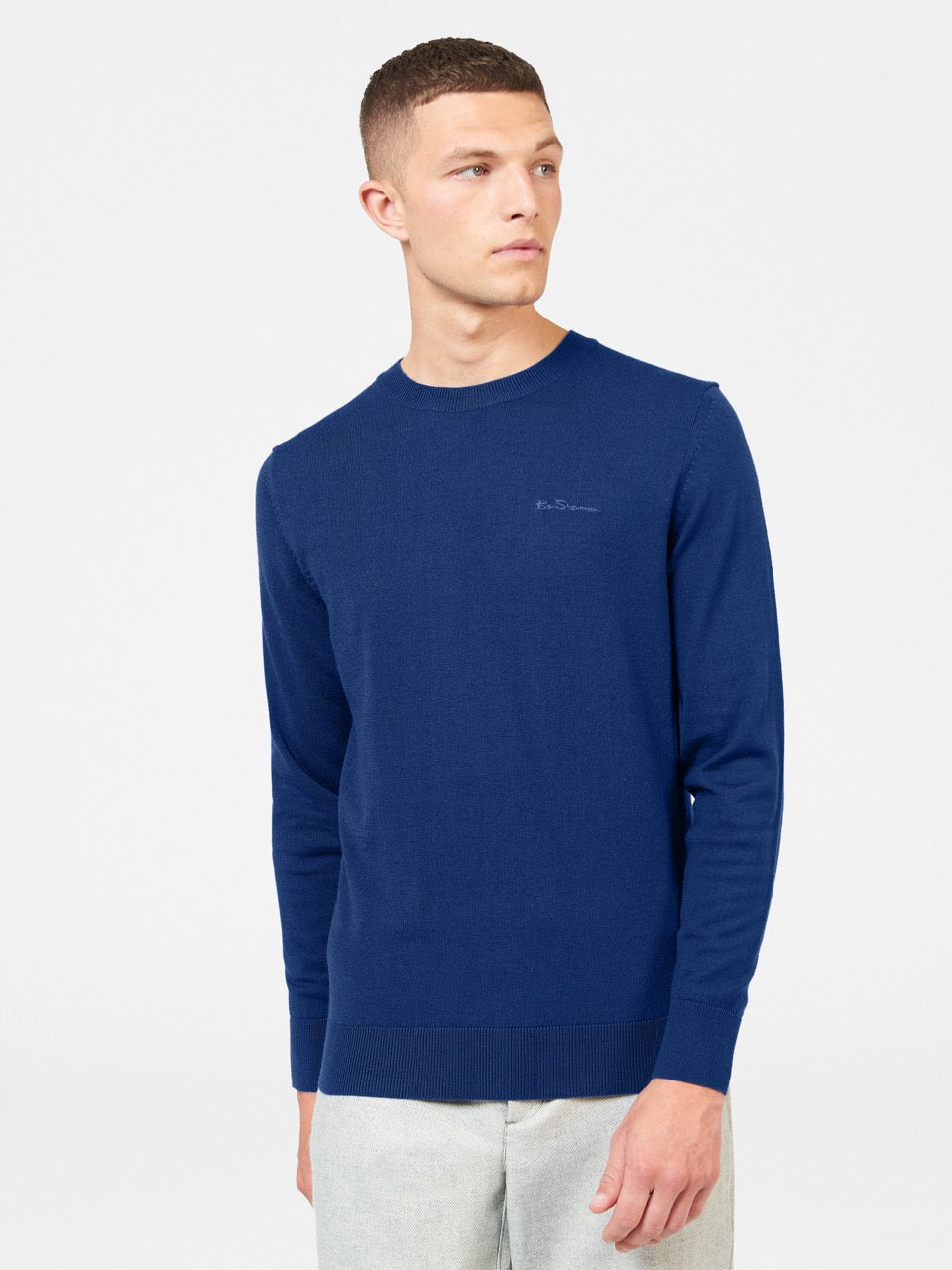 Ben Sherman Signature Merino Crewneck Triko Mavi | 3579-HIFUP