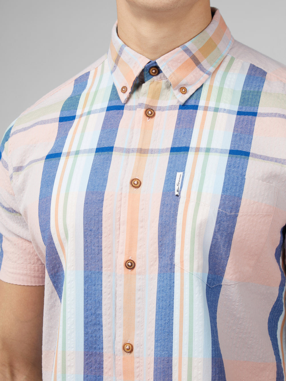 Ben Sherman Signature Seersucker Check Gömlek Pembe | 0385-WYNCP