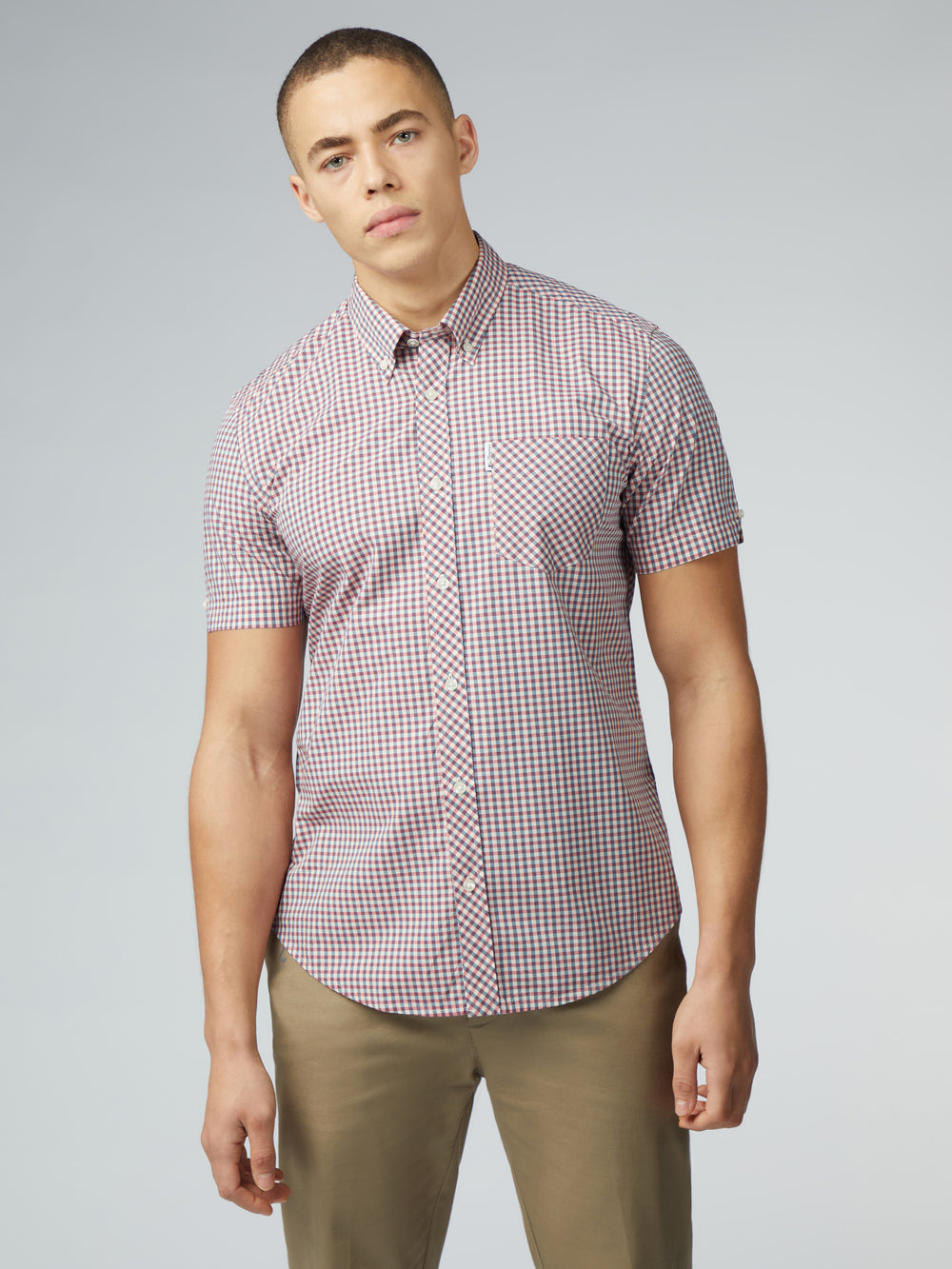 Ben Sherman Signature Short Sleeve Gingham Gömlek Kırmızı Beyaz | 3756-RMXGU