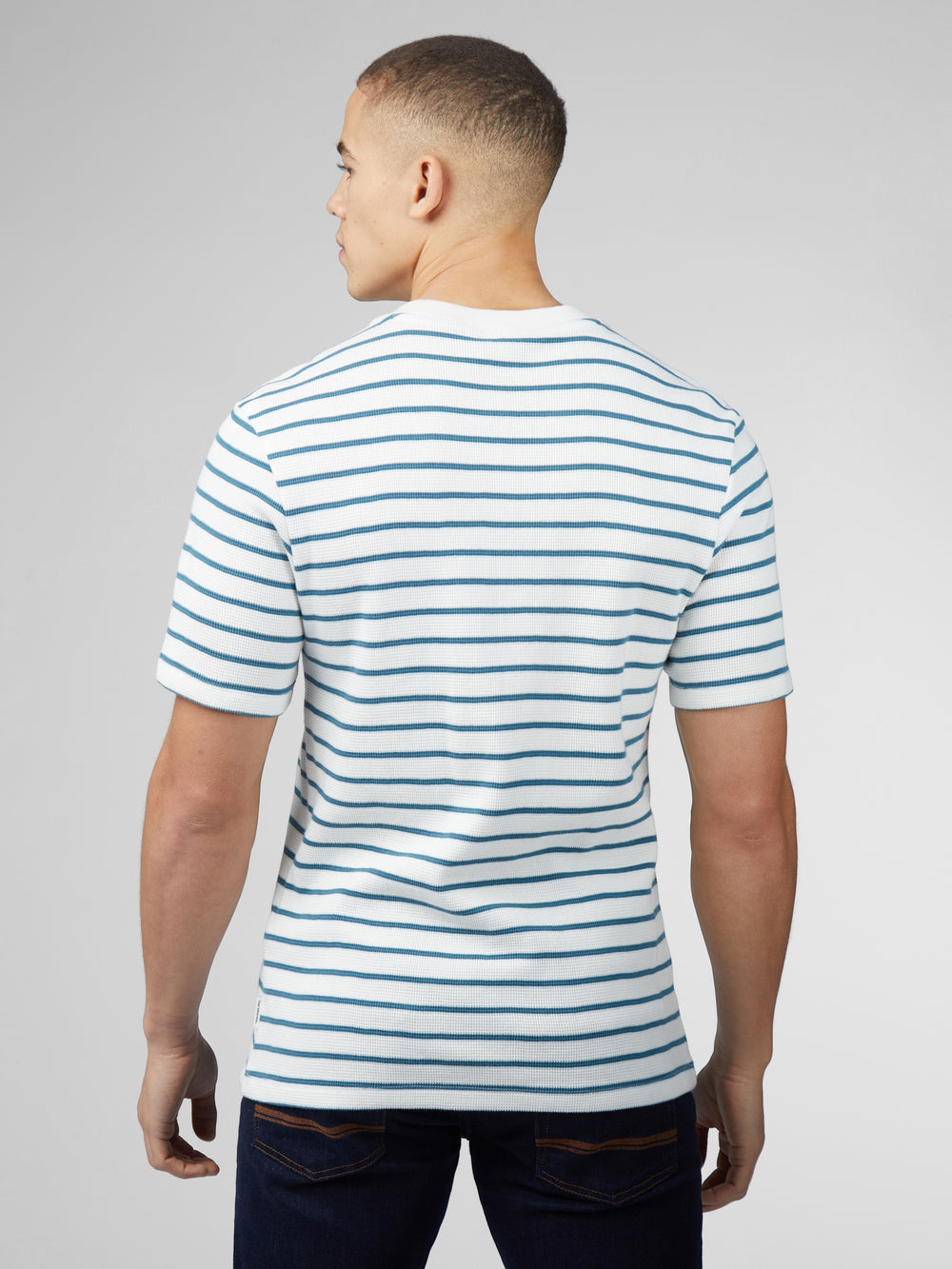 Ben Sherman Signature Waffle Stripe Tişört Beyaz | 5097-MXJBE