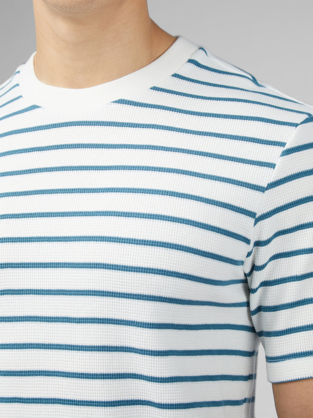 Ben Sherman Signature Waffle Stripe Tişört Beyaz | 5097-MXJBE