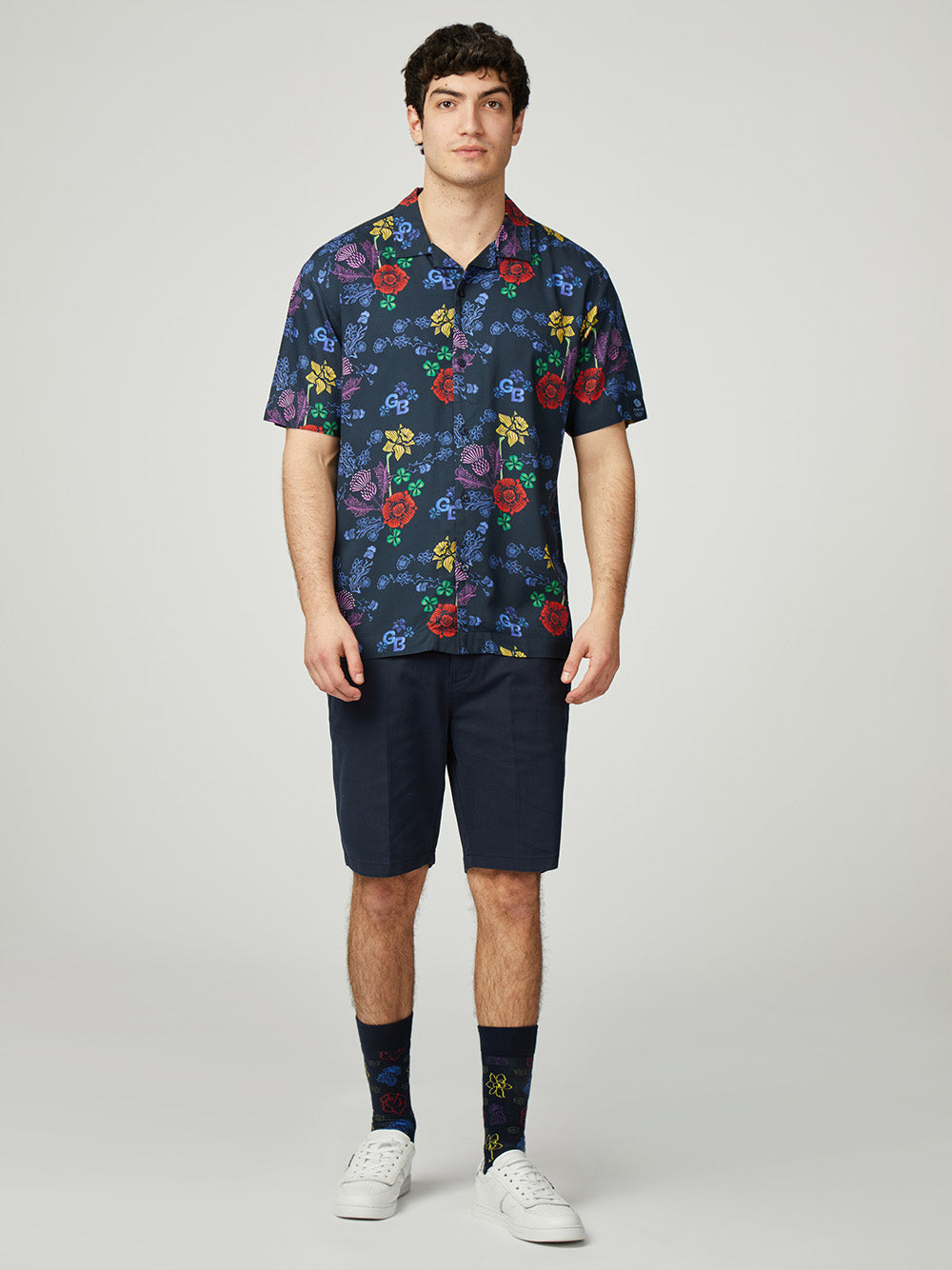 Ben Sherman Team GB Floral Gömlek Lacivert | 6015-SODLZ