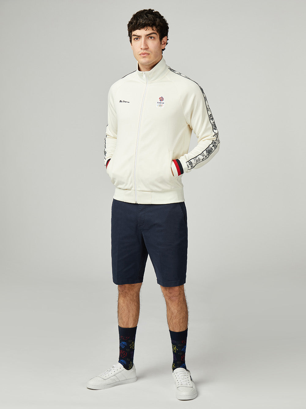 Ben Sherman Team GB Taped Track Top Mont Beyaz | 0975-JFHMB